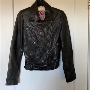 Wrangler black leather jacket size XS